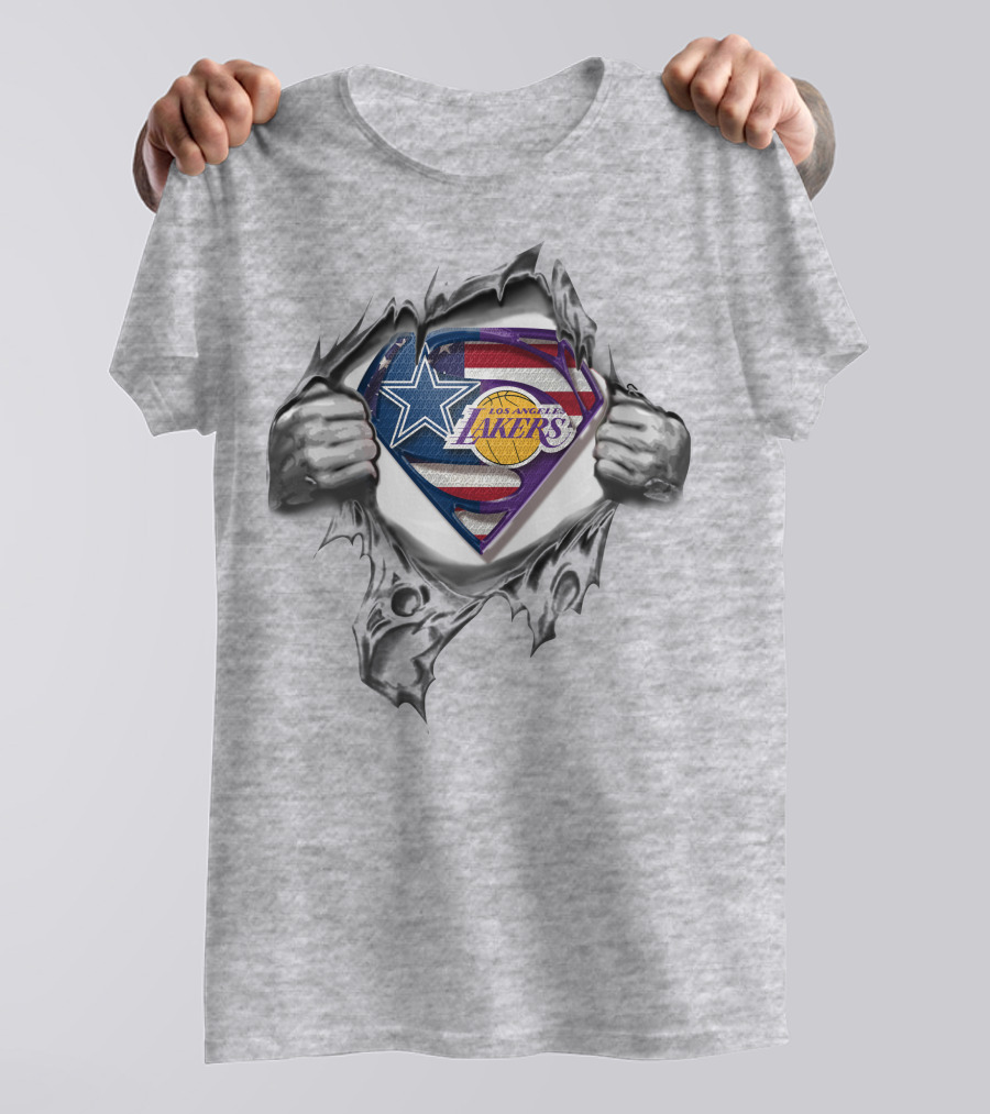 Dallas Cowboys Los Angeles Lakers Superman Logo Heroes T-Shirt