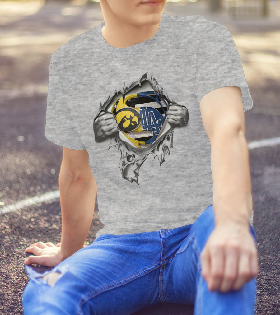 Hawkeyes LA Dodgers Superman Logo Fusion T-Shirt