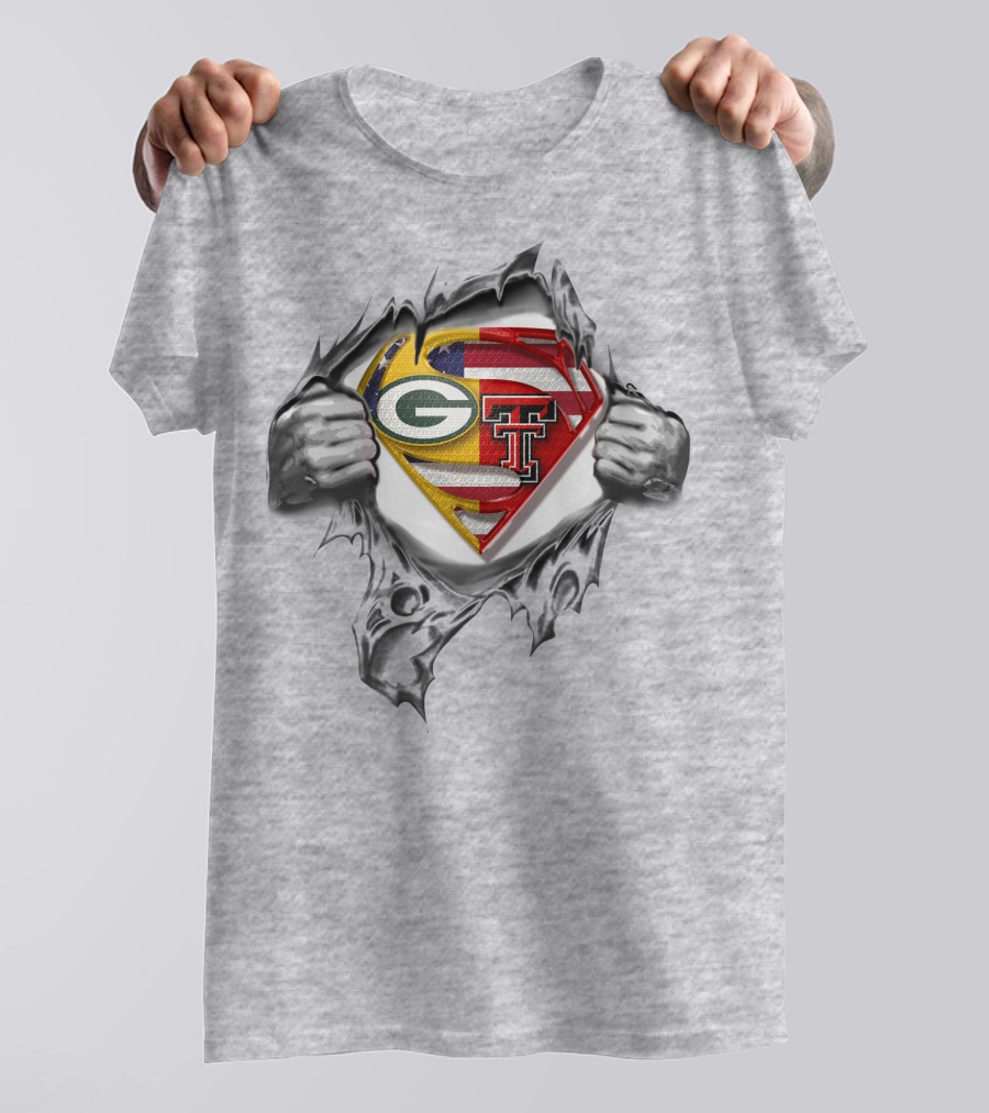 Packers Texas Tech Superhero Symbol Peeking T-Shirt