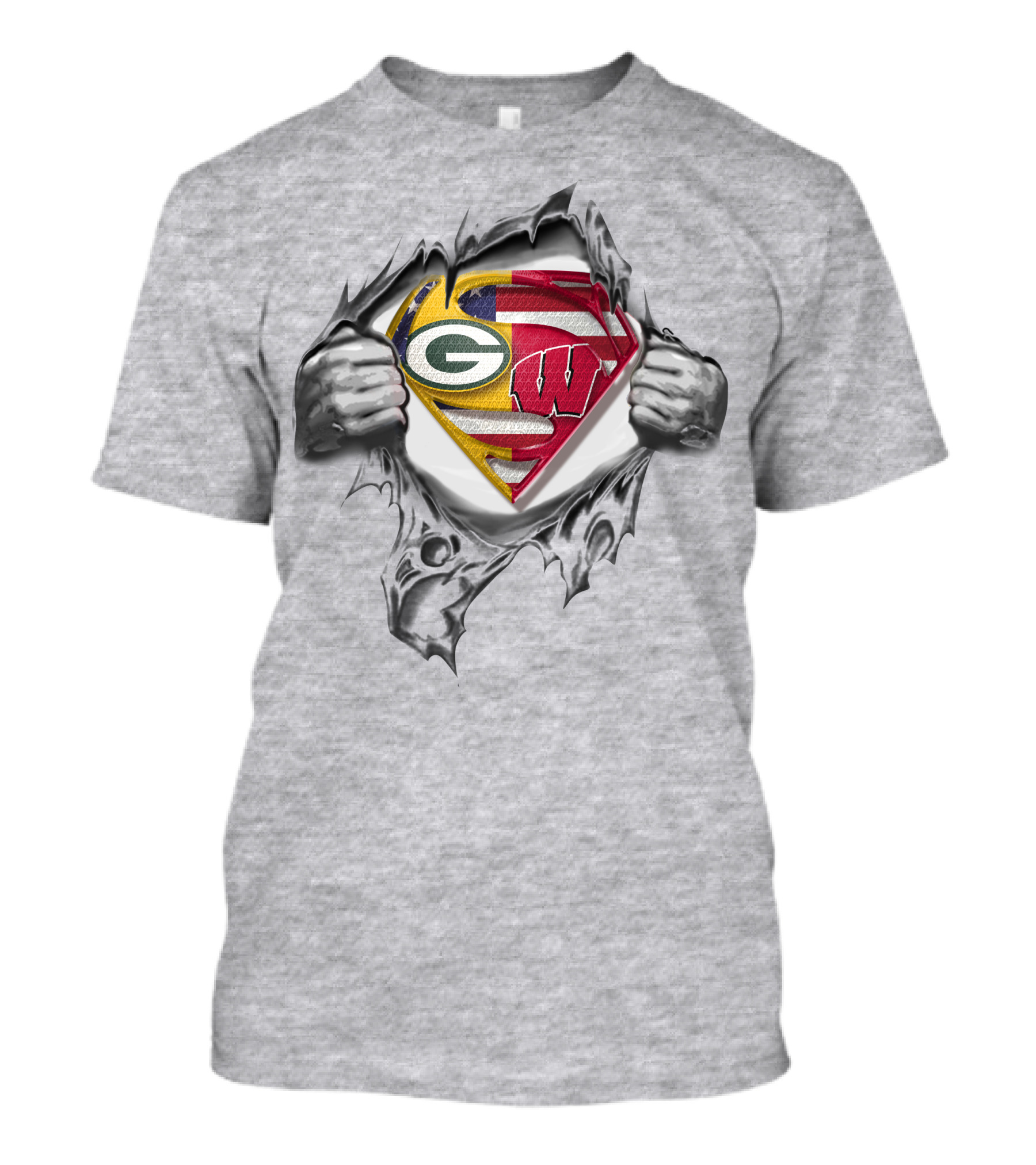 Packers Wisconsin Badgers Superman Logo Fusion T-Shirt