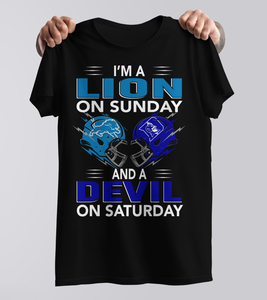 I'm A Lion On Sunday And A Devil On Saturday Football Helmets T-Shirt
