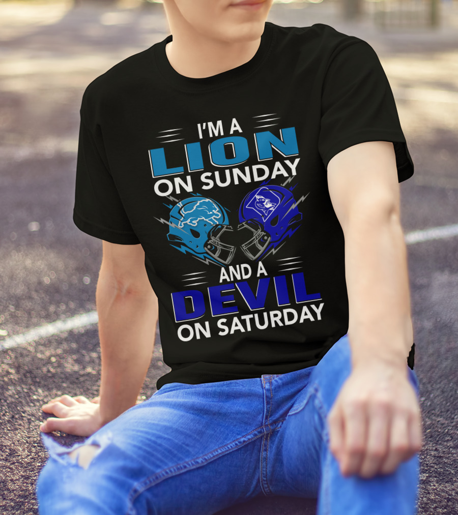 I'm A Lion On Sunday And A Devil On Saturday Football Helmets T-Shirt