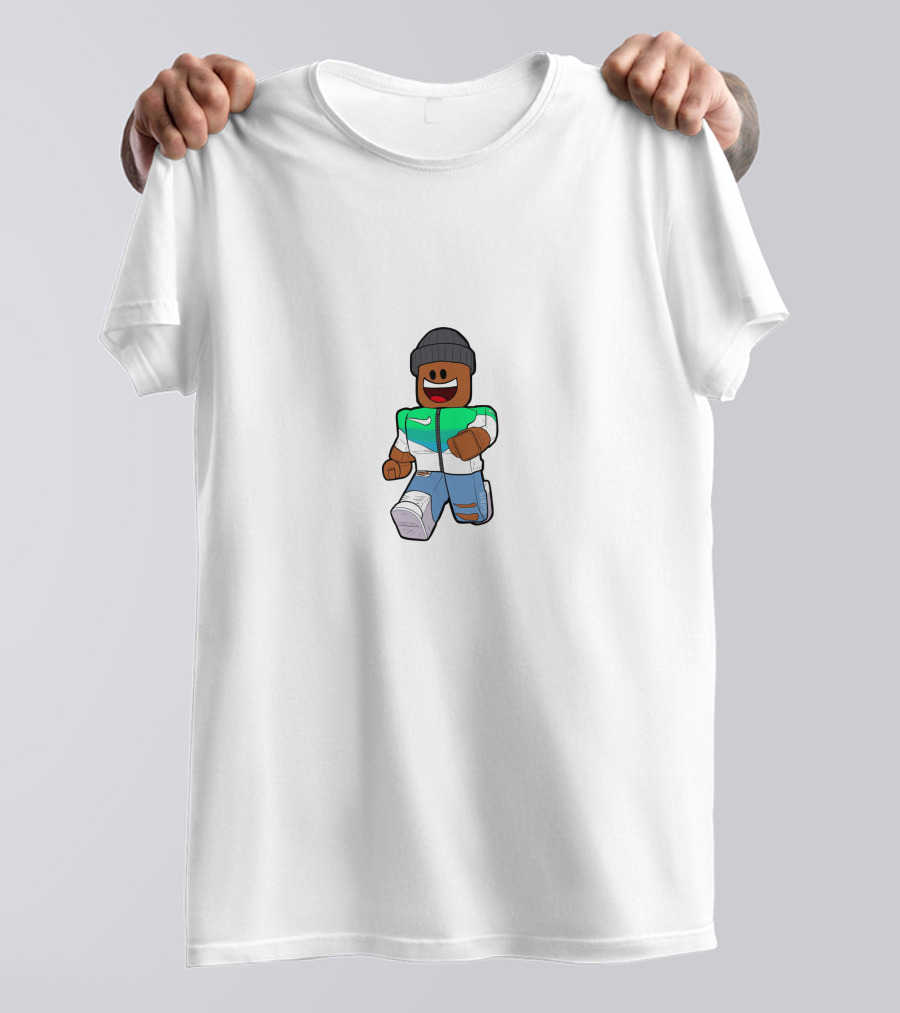 Gaming With Kev Roblox Character Green Jacket Beanie T-Shirt