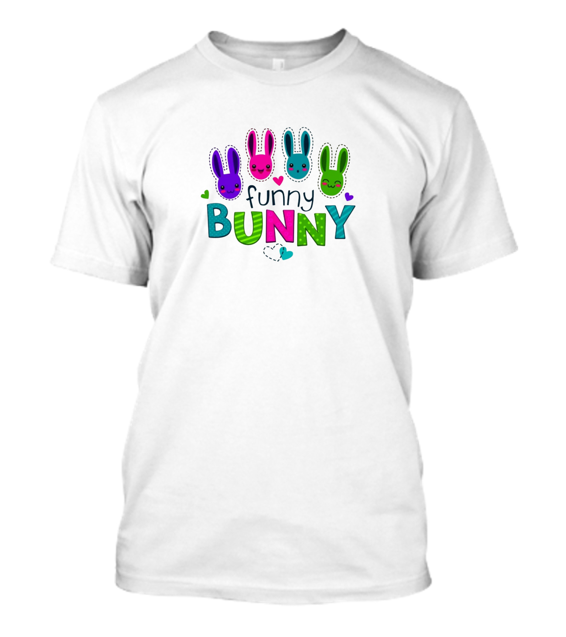 Funny Bunny Colorful Cute Rabbits Hearts Playful T-Shirt