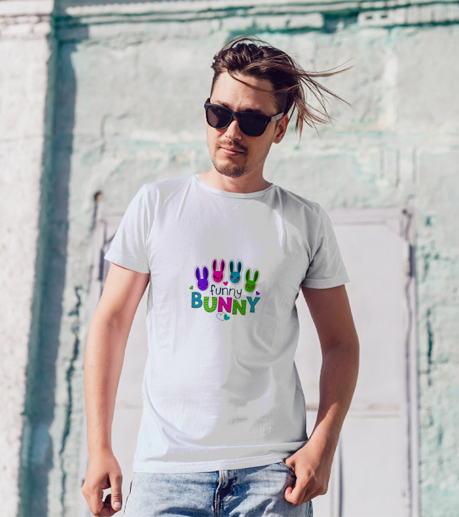 Funny Bunny Colorful Cute Rabbits Hearts Playful T-Shirt