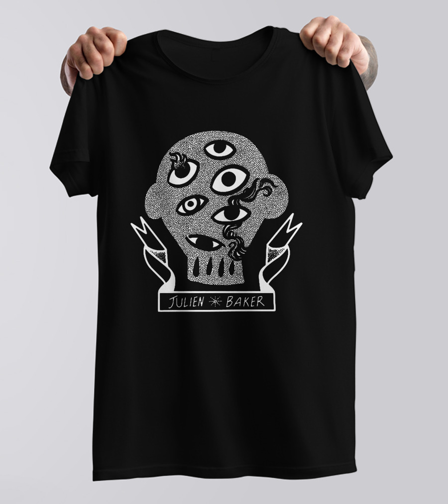 Julien Baker Multi-Eyed Skull With Snakes T-Shirt