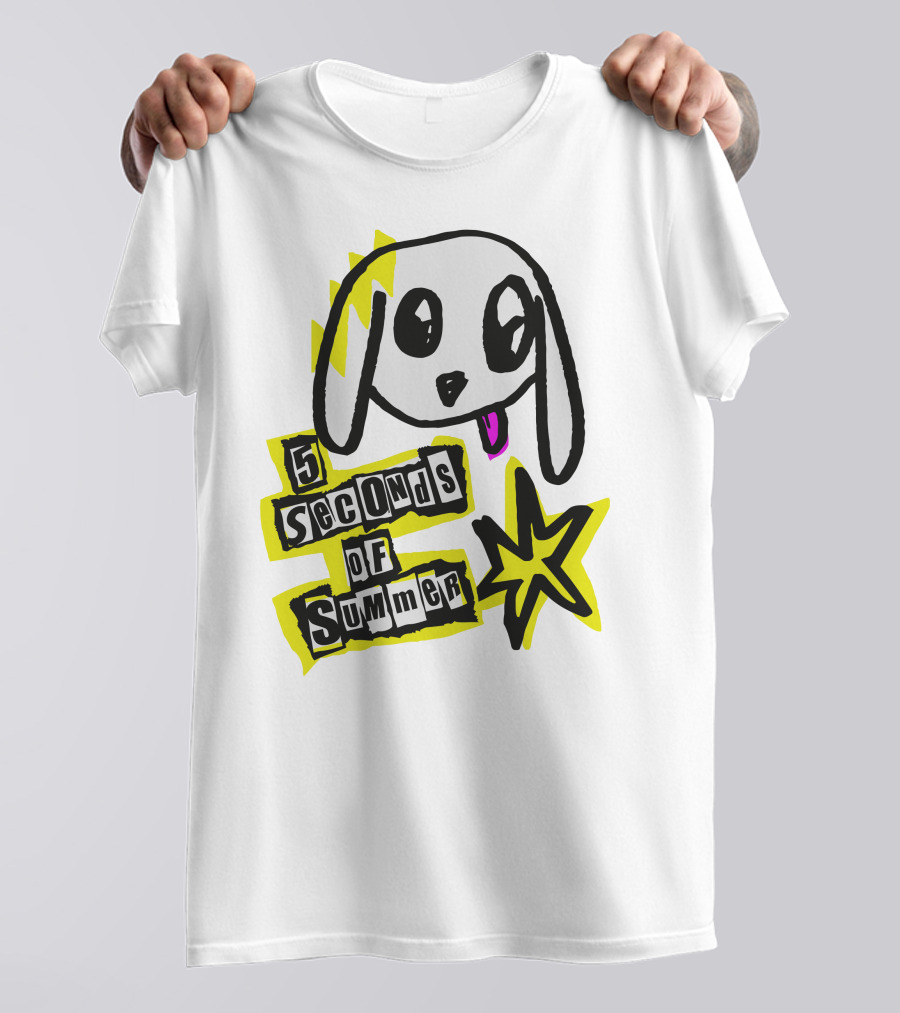 5 Seconds Of Summer Bunny Drawing With Star And Text T-Shirt