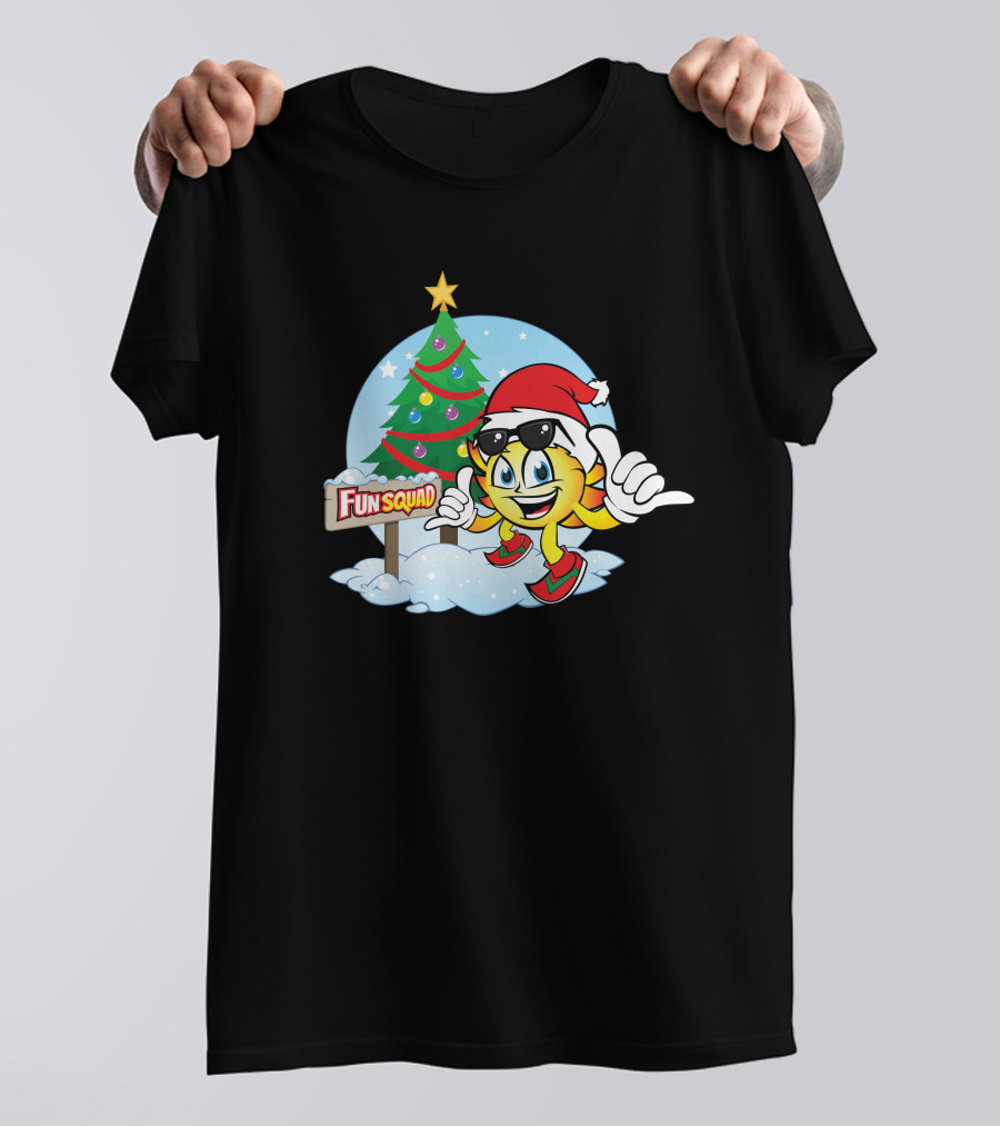 Fun Squad Christmas Sunny Boy Santa Hat And Tree T-Shirt