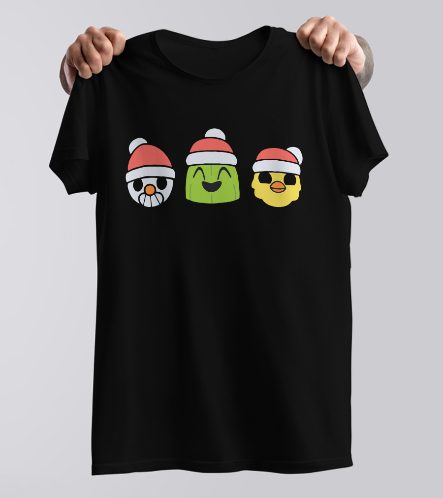 Holy Trinity Winter Snowman Cactus Chick Santa Hats T-Shirt