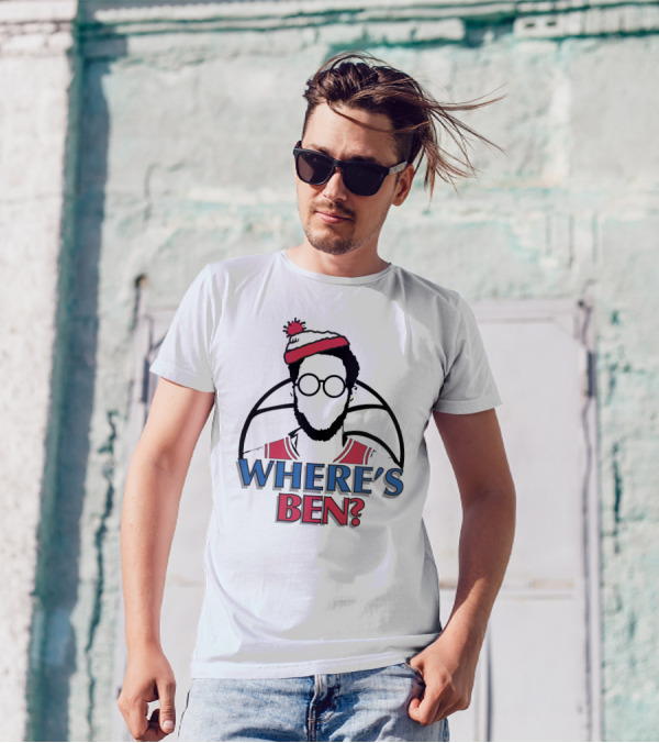 Philadelphia Where Is Ben Simmons Chickie And Pete’s In South Philly 94WIP Sports Radio Where's Ben Basketball T-Shirt