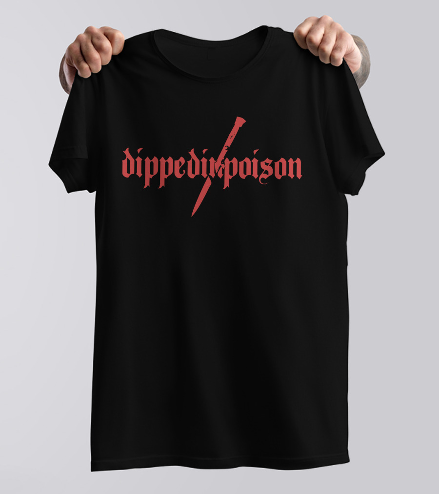 Dippedinpoison Merch Store Stiletto Poison Red Gothic Dagger T-Shirt