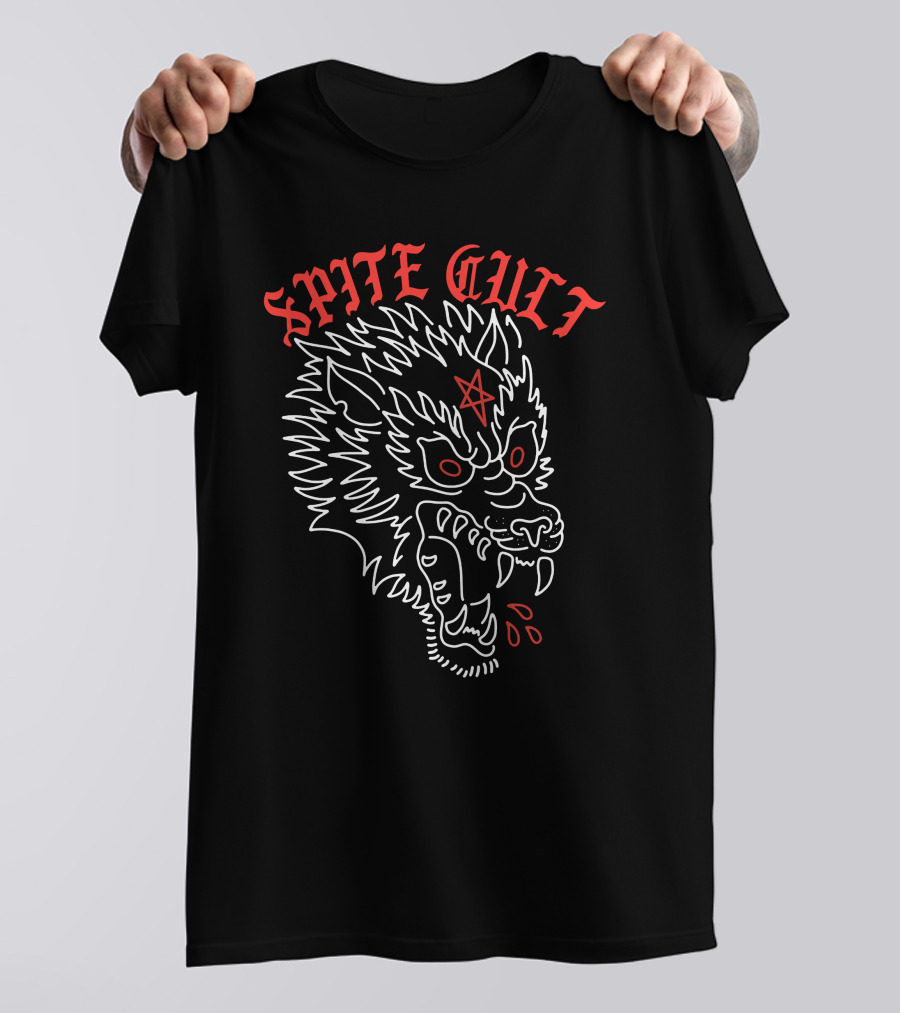 Spite Cult Wolf With Star Symbol And Aggressive Expression T-Shirt
