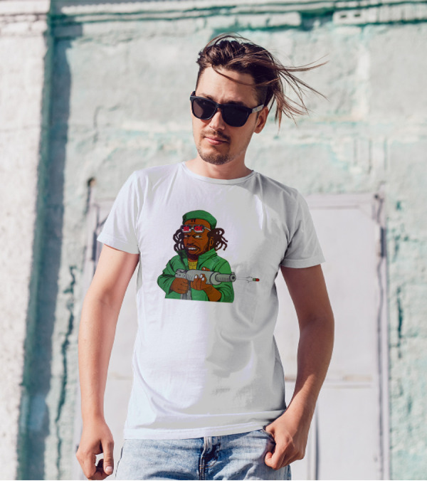 Earl Swea Merch Sick Character With Gun And Dreadlocks In Green T-Shirt
