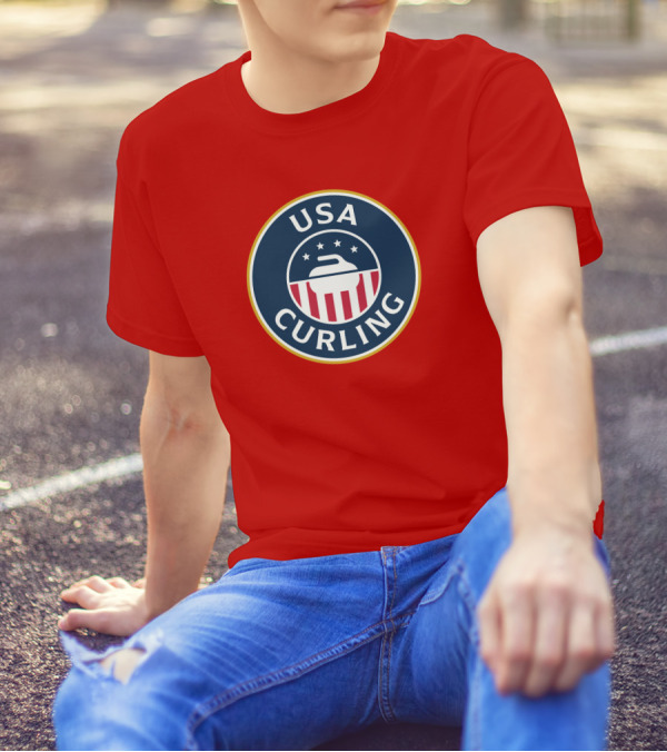 USA Curling Team Peterson Red Emblem T-Shirt