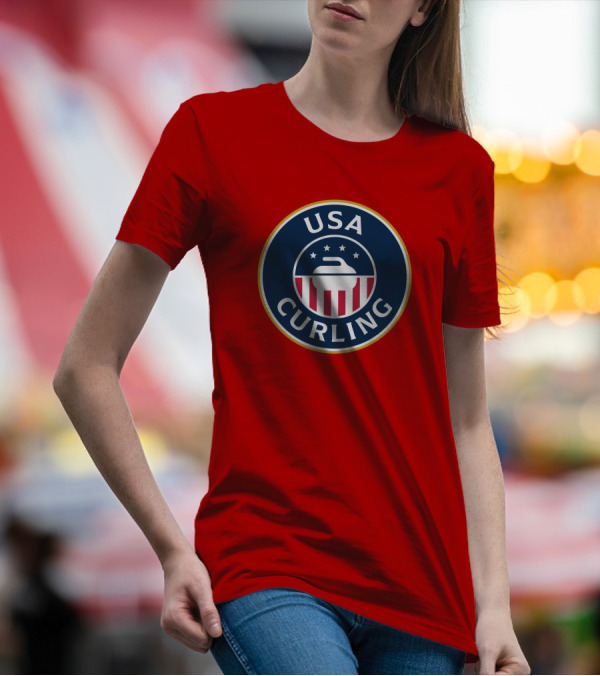 USA Curling Team Peterson Red Emblem T-Shirt