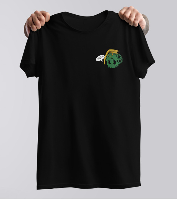 Thicc Boy Merch Oops Speech Bubble Grenade Skull Long Body T-Shirt
