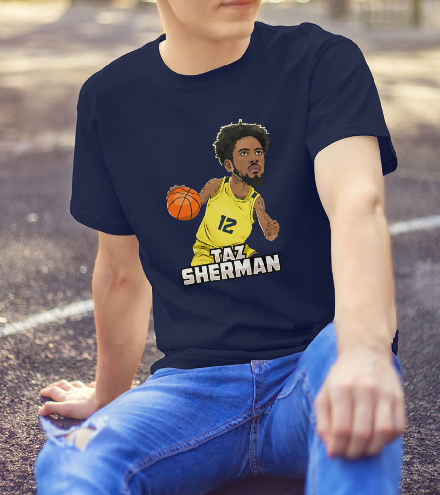 Taz Sherman Basketball Illustration 12 Lakers Jersey Players Trunk Collaboration T-Shirt