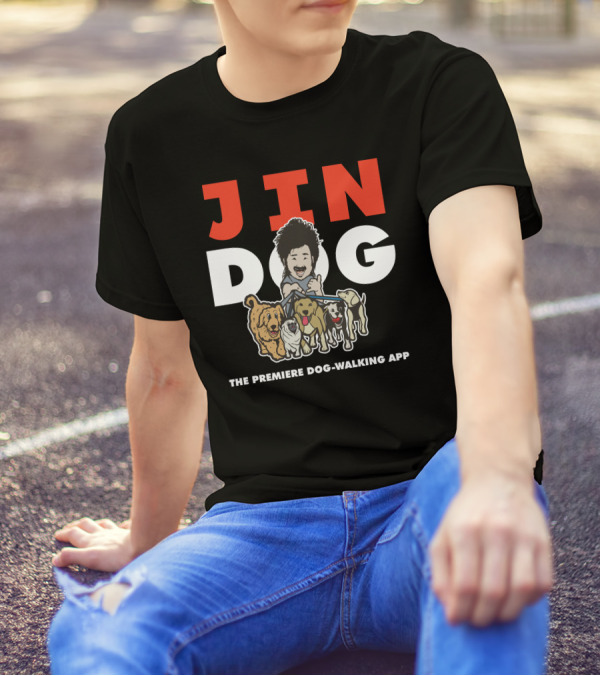 Jindog The Premiere Dog-Walking App Fun Cartoon T-Shirt
