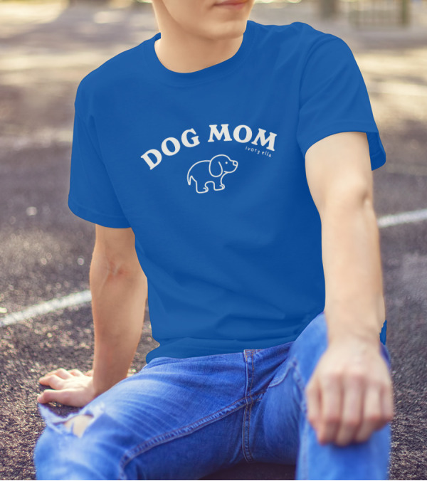 Natalie Decker Ivory Ella Dog Mom Blue T-Shirt