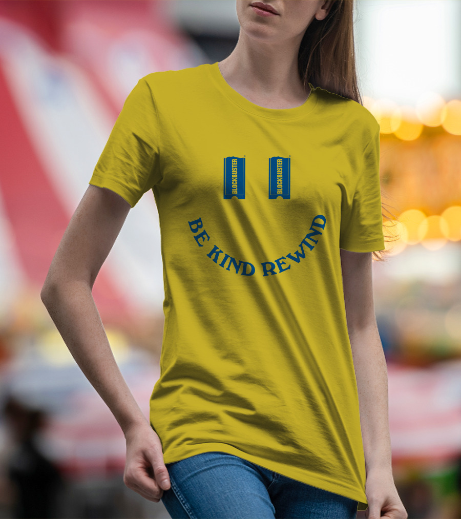 Blockbuster Be Kind Rewind Smiley Face Concept T-Shirt