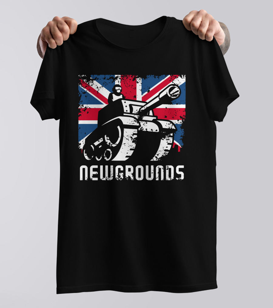 Newgrounds Tank Over Union Jack UK T-Shirt