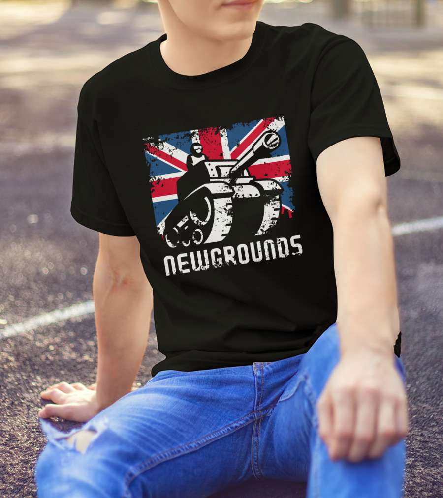 Newgrounds Tank Over Union Jack UK T-Shirt