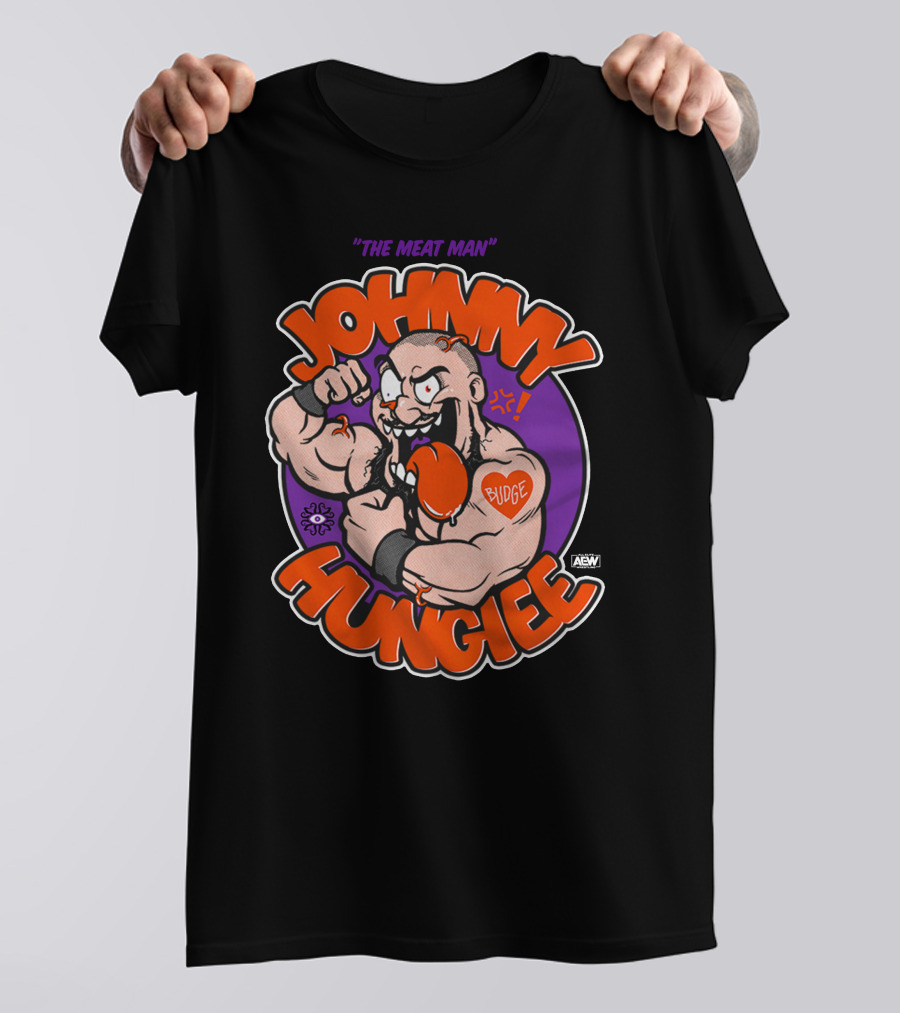 AEW Johnny Hungiee The Meat Man Budge T-Shirt