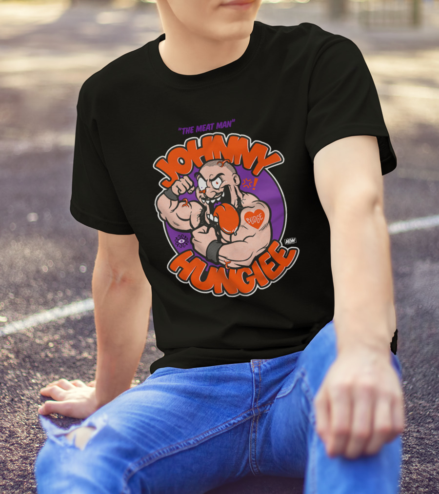 AEW Johnny Hungiee The Meat Man Budge T-Shirt