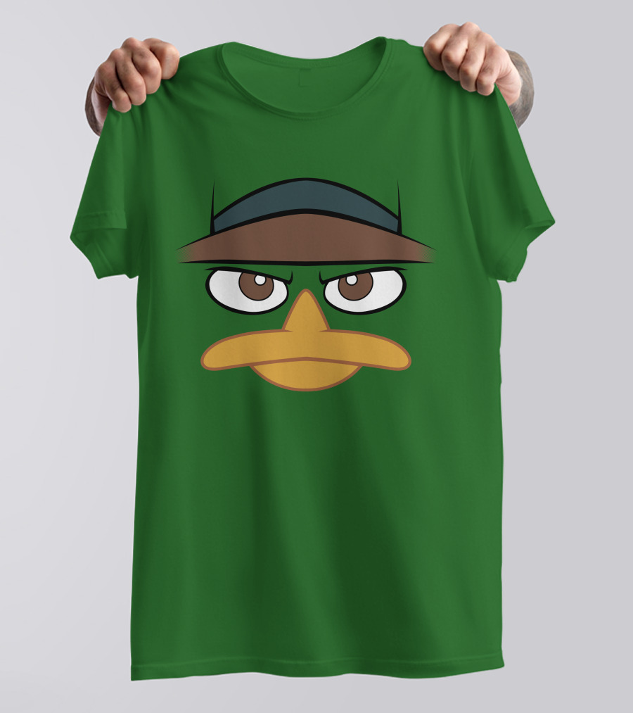 Agent P Perry The Platypus Face Green Hat Eyes Beak T-Shirt
