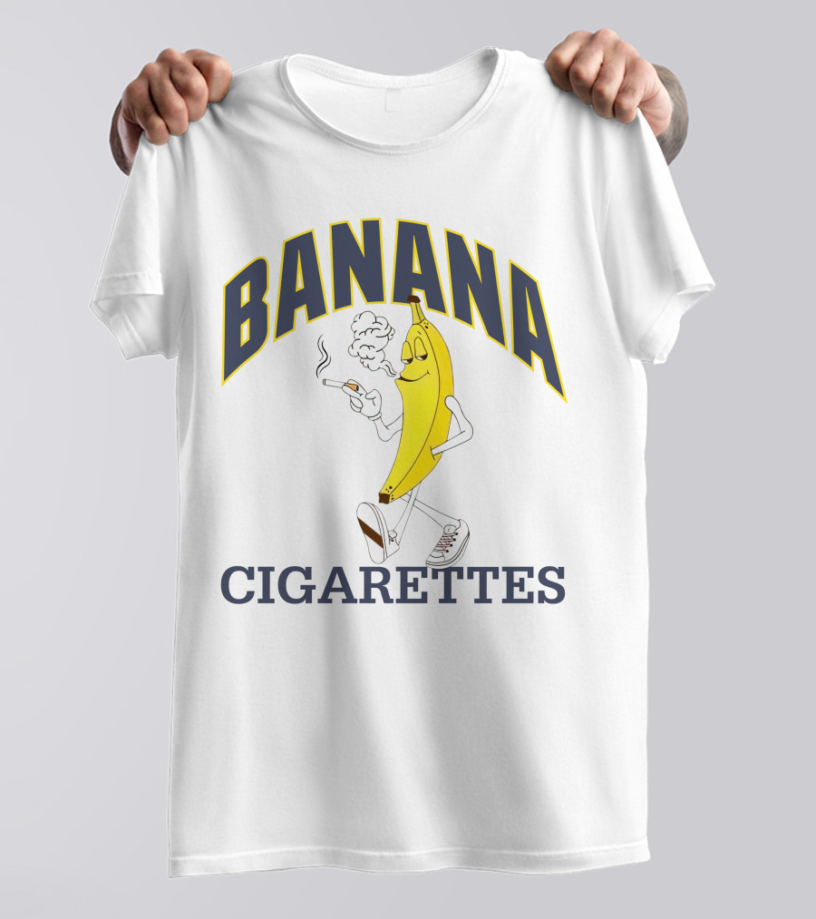 BANANA CIGARETTES Smoky Cartoon Character Smoking Banana T-Shirt