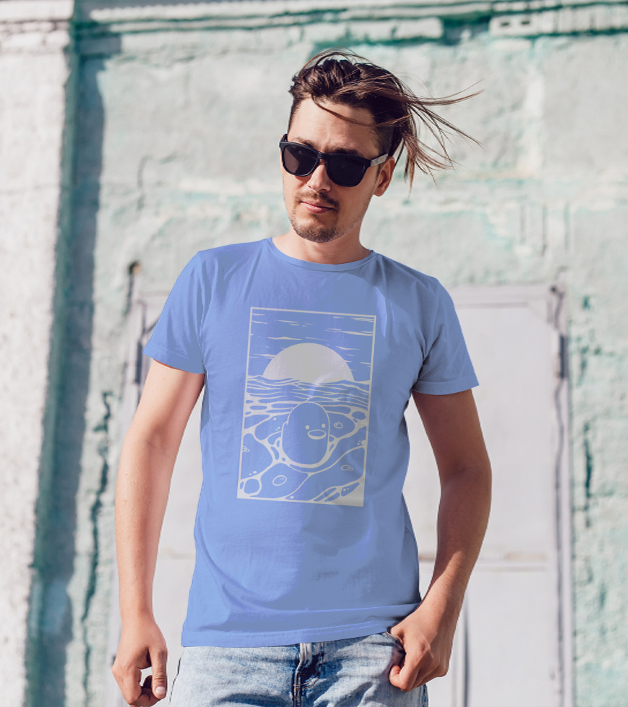 Tubbo By The Sea Shop Duck Sunset Ocean Waves T-Shirt