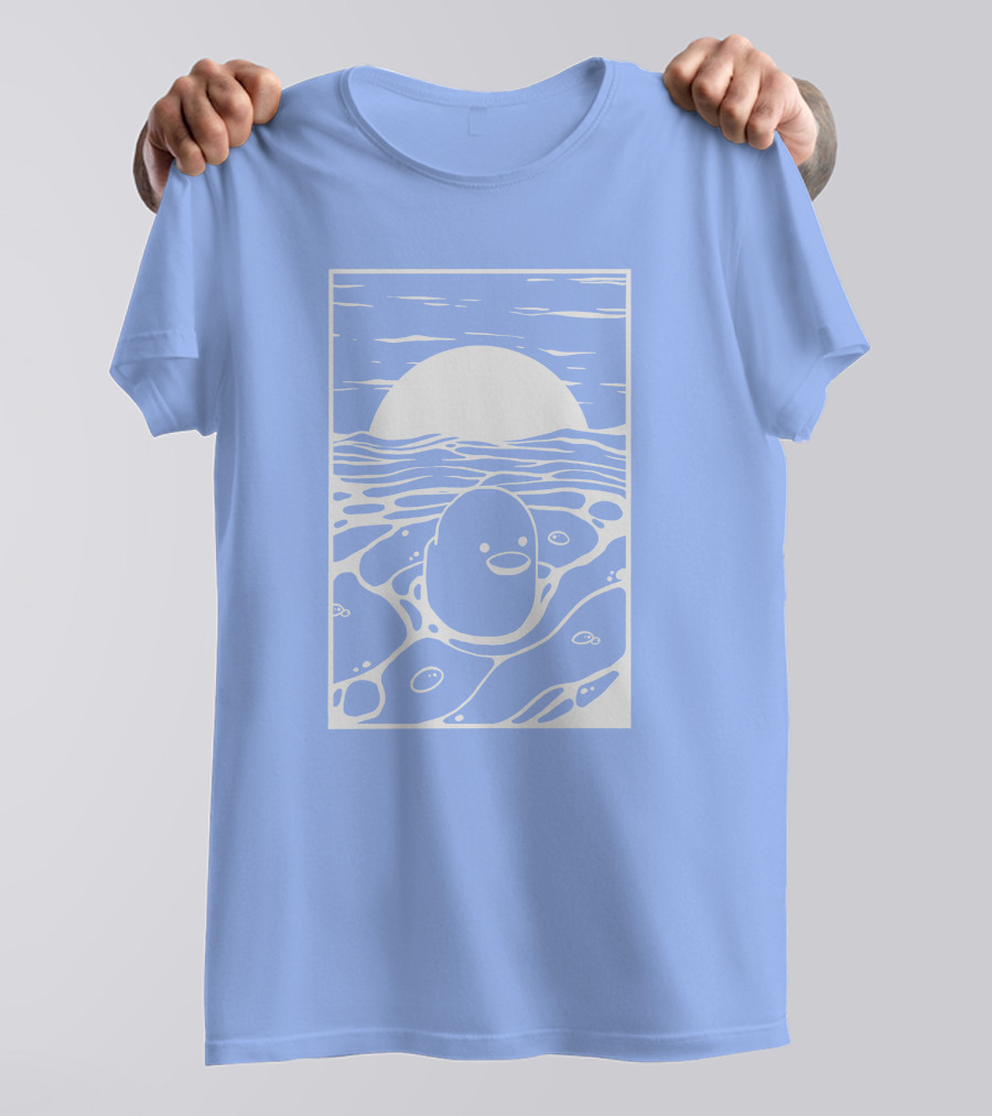Tubbo By The Sea Shop Duck Sunset Ocean Waves T-Shirt