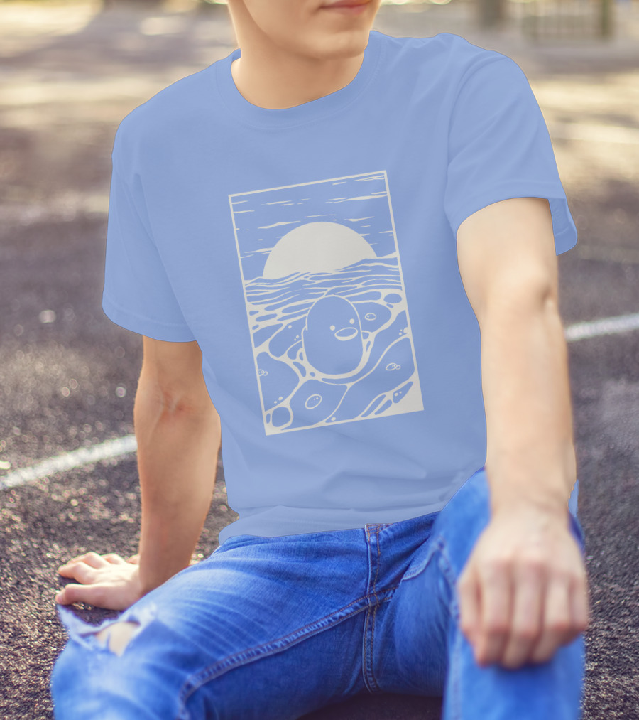 Tubbo By The Sea Shop Duck Sunset Ocean Waves T-Shirt