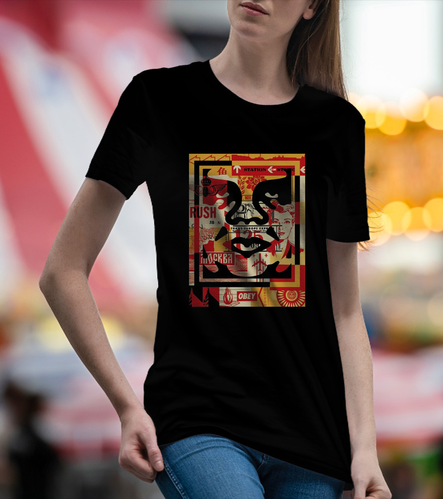 Obey Trans-Europe Express Rush Moscow Station Collage T-Shirt