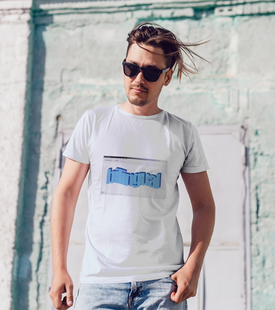 Bilingual Looking For Lewys Merch Blue Text T-Shirt