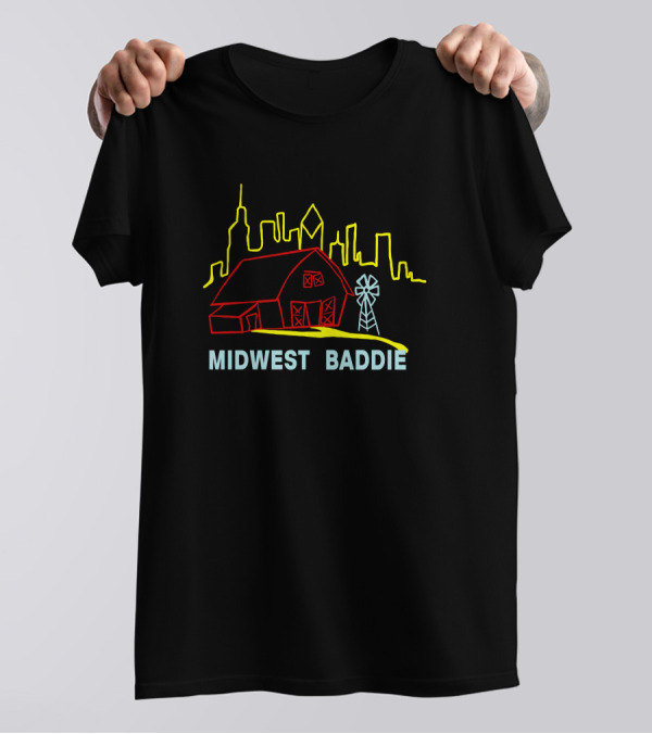 Caucasian James Midwest Baddie Barn And Windmill City Skyline T-Shirt