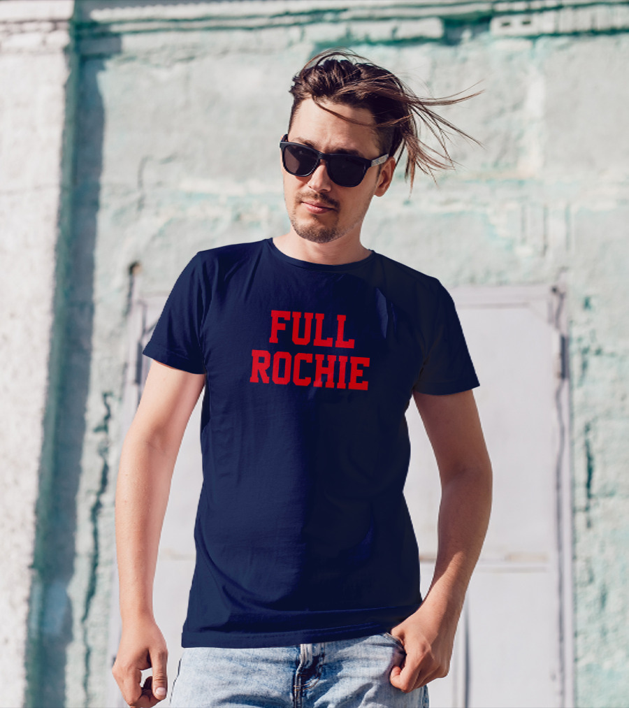 Dan Roche Full Rochie Bold Red Text On Dark Blue T-Shirt