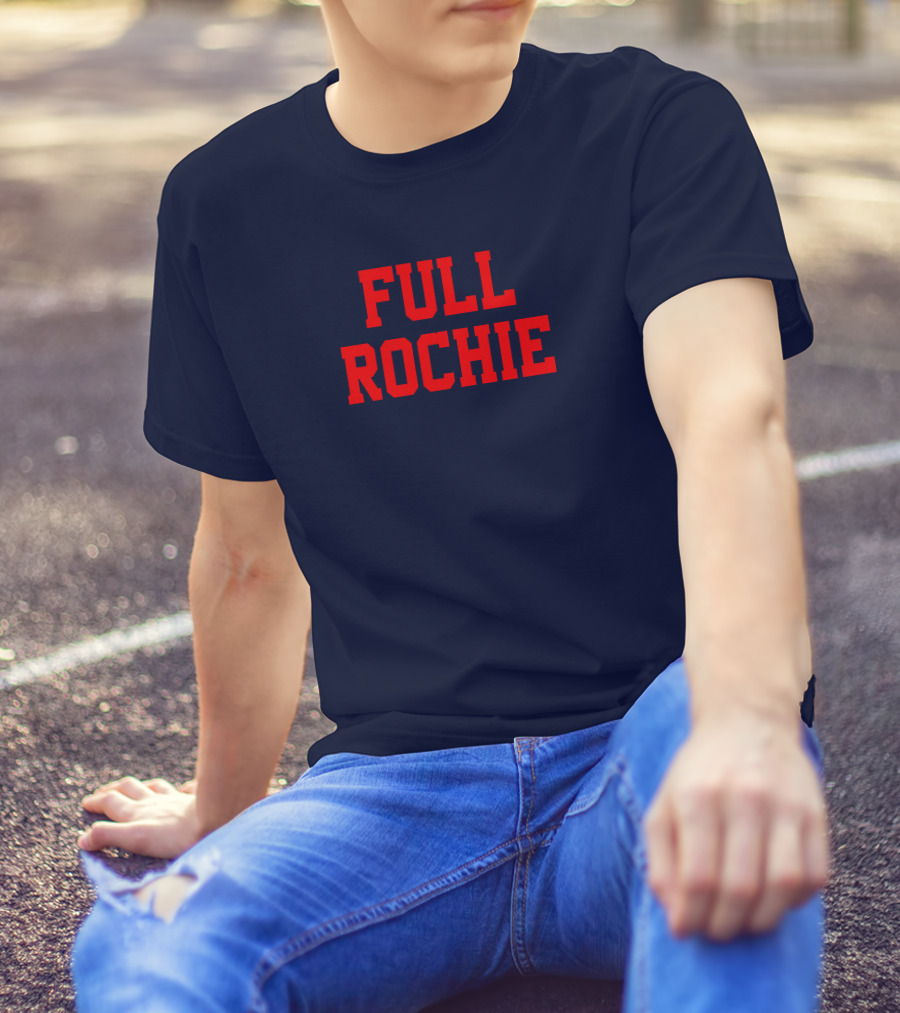 Dan Roche Full Rochie Bold Red Text On Dark Blue T-Shirt