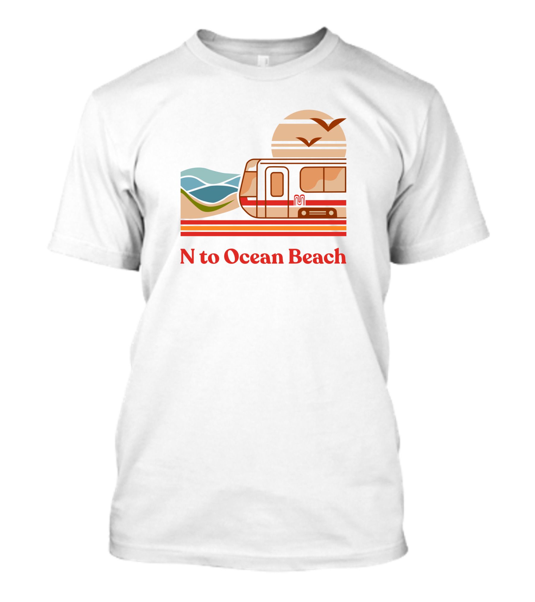 N To Ocean Beach San Francisco Tram Chris Arvin T-Shirt