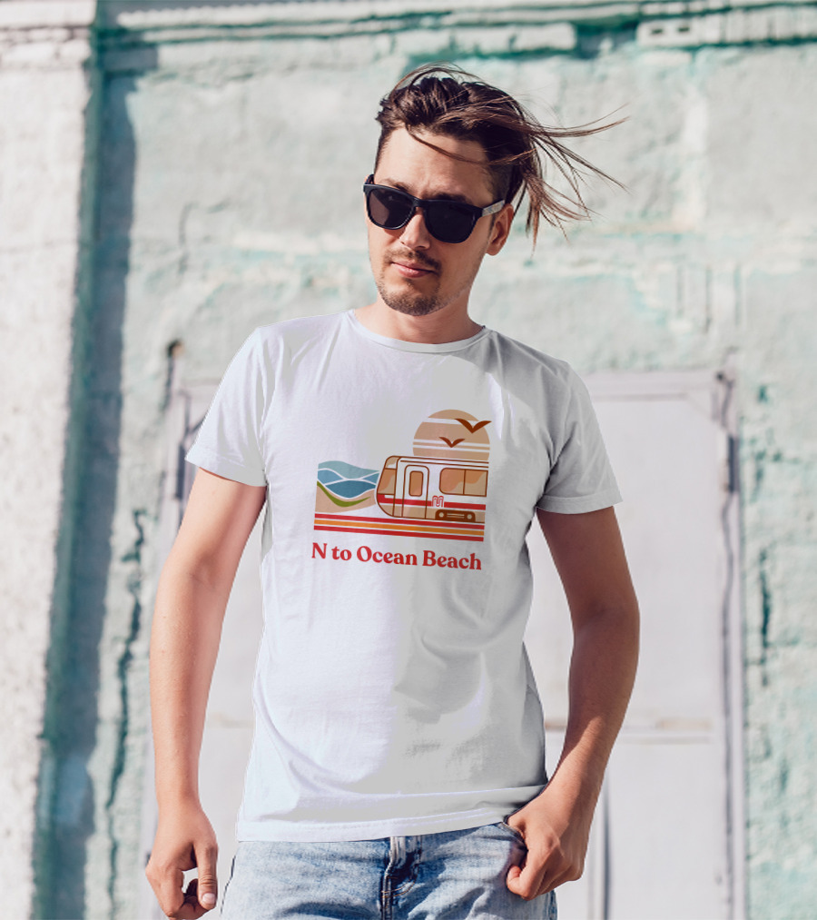 N To Ocean Beach San Francisco Tram Chris Arvin T-Shirt