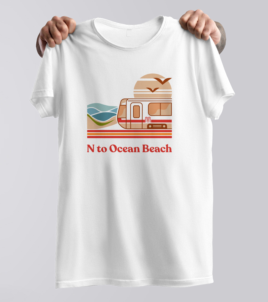 N To Ocean Beach San Francisco Tram Chris Arvin T-Shirt