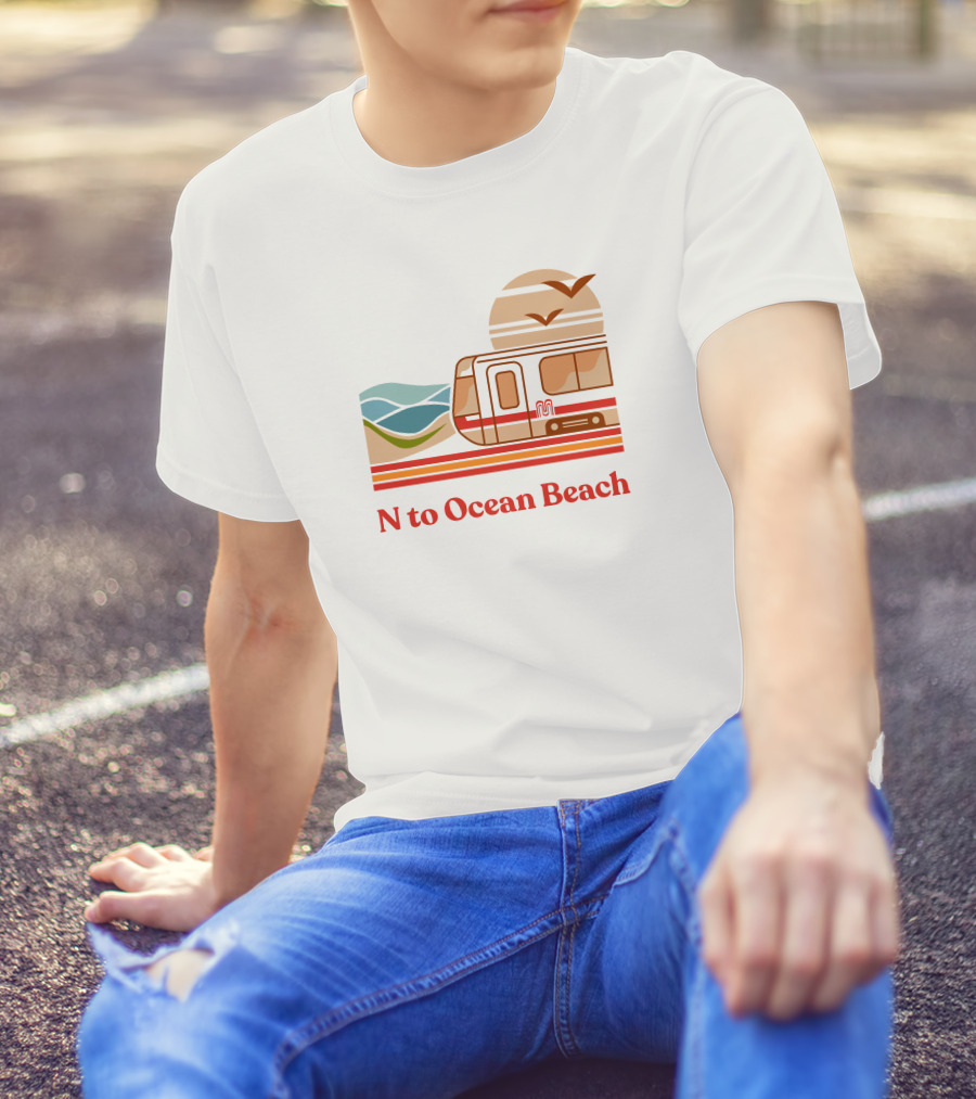 N To Ocean Beach San Francisco Tram Chris Arvin T-Shirt