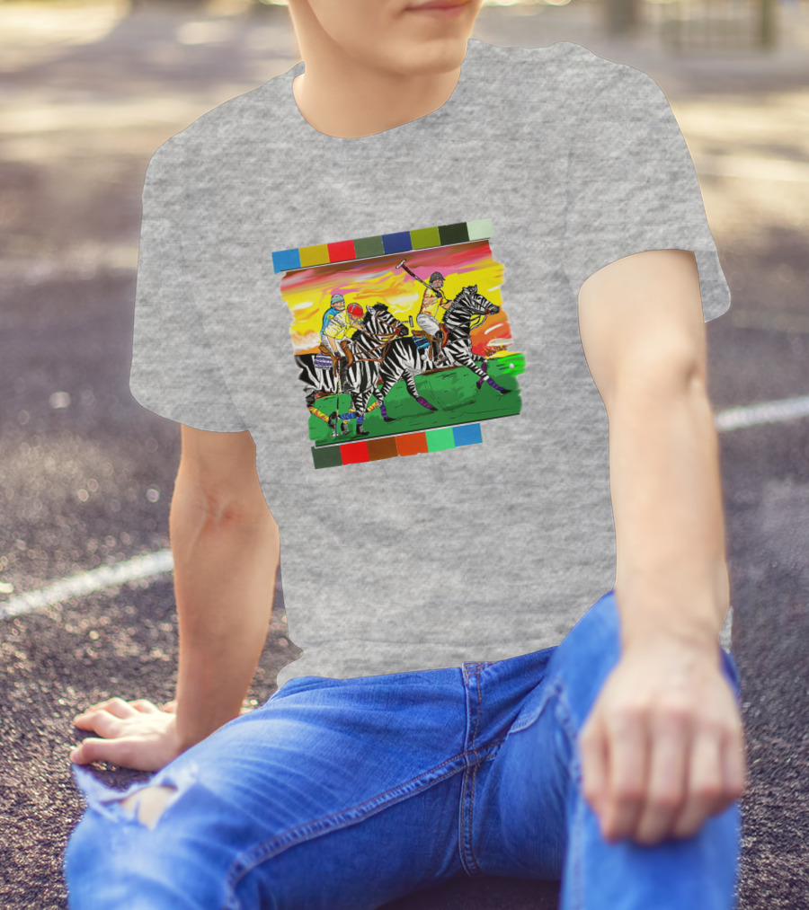 Sir Michael Rocks Premier Politics Polo Riding Zebras Sunset Colors T-Shirt