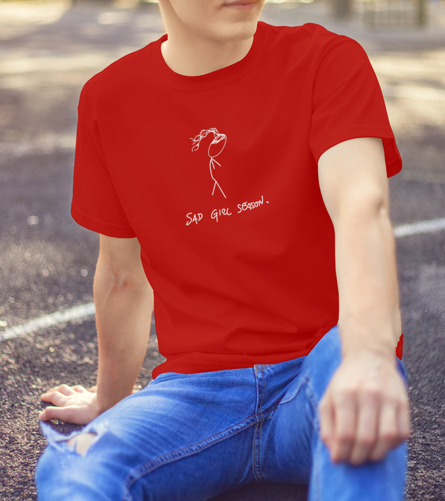 Sad Girl Season Stick Figure Drawing T-Shirt