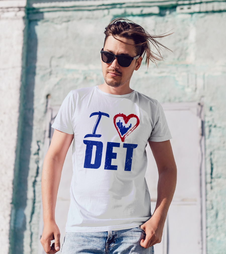 I Love DET Detroit Pistons Skyline Heart T-Shirt