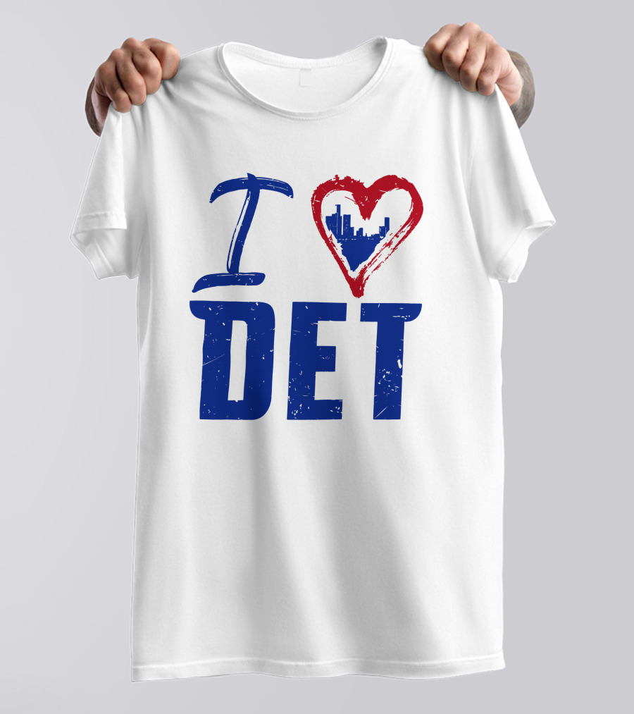 I Love DET Detroit Pistons Skyline Heart T-Shirt