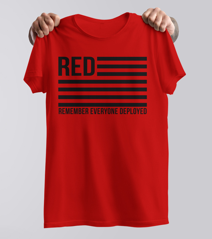 RED Remember Everyone Deployed American Flag T-Shirt