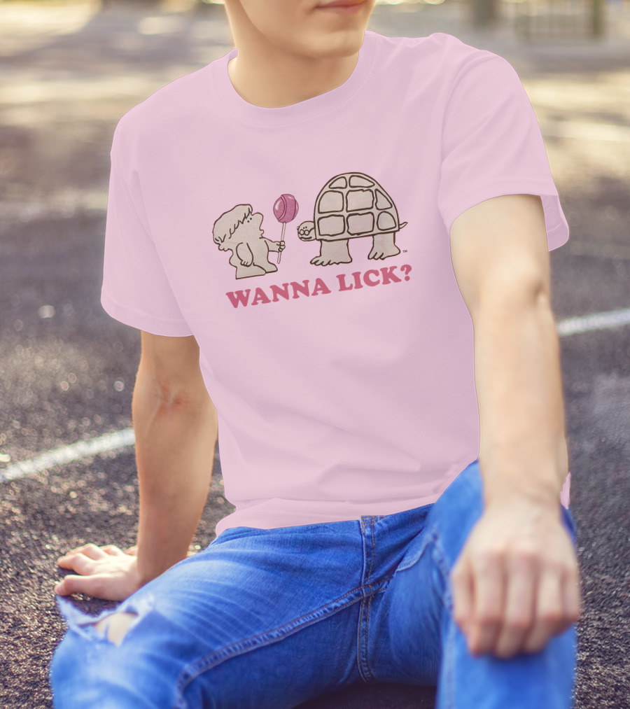Wanna Lick Tootsie Roll Lilbttyboop Cute Character With Turtle And Lollipop T-Shirt