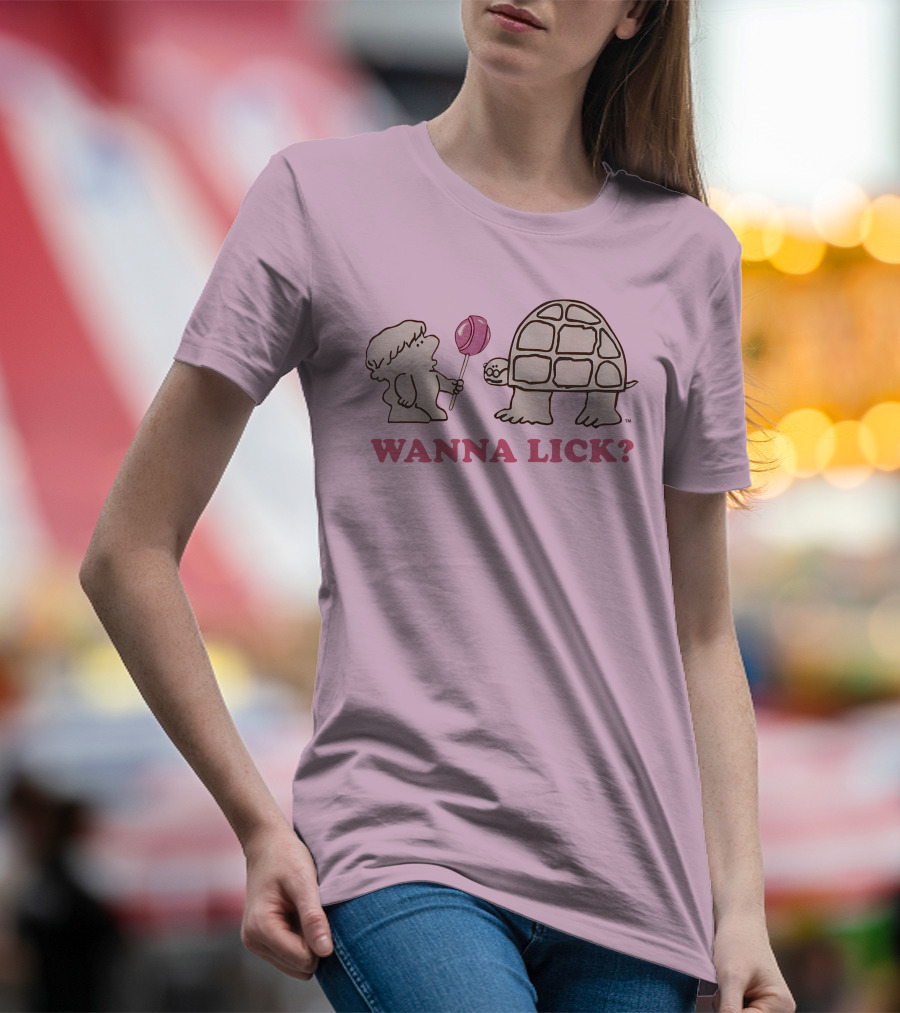 Wanna Lick Tootsie Roll Lilbttyboop Cute Character With Turtle And Lollipop T-Shirt