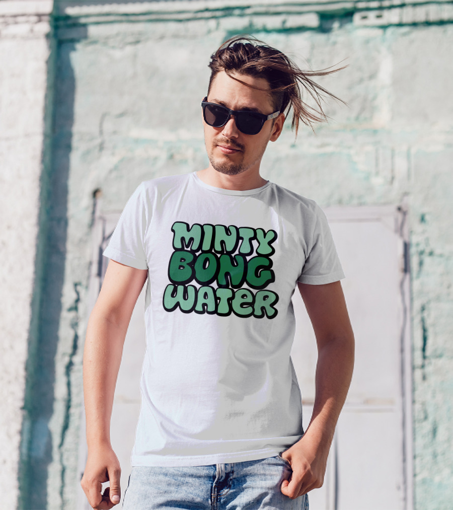 Minty Bong Water Shop Merch Mint Green Typography T-Shirt